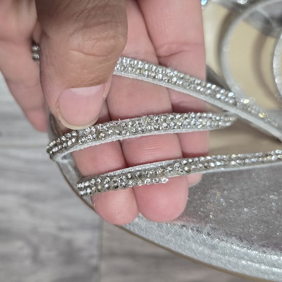 Jessica Simpson Jaeya Sandal Women Silver Rhinestones Sz 8 - Picture 7 of 15